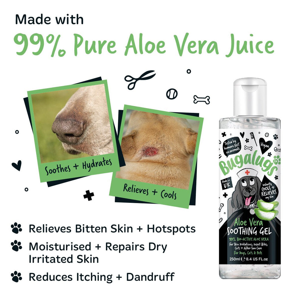 Bugalugs Upokojujúci gél z aloe vera pre psy - 250ml - Pupple - balzam na ňufák